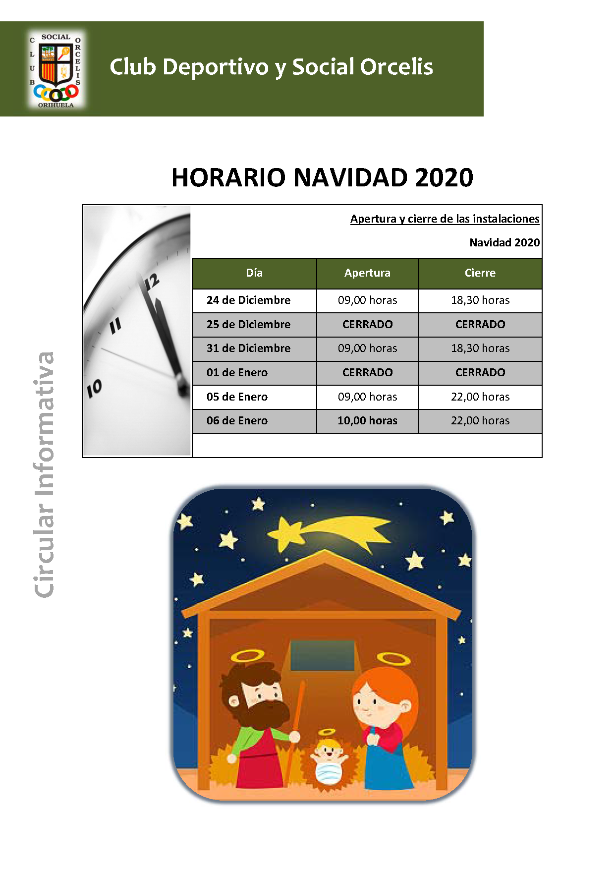 HORARIO DE NAVIDAD