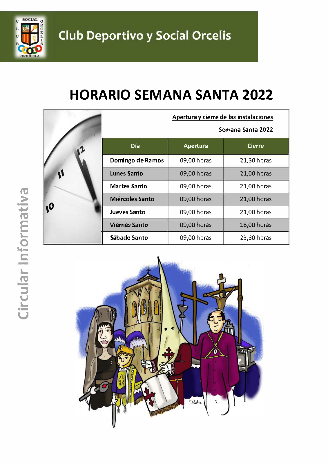 HORARIO SEMANA SANTA 2022